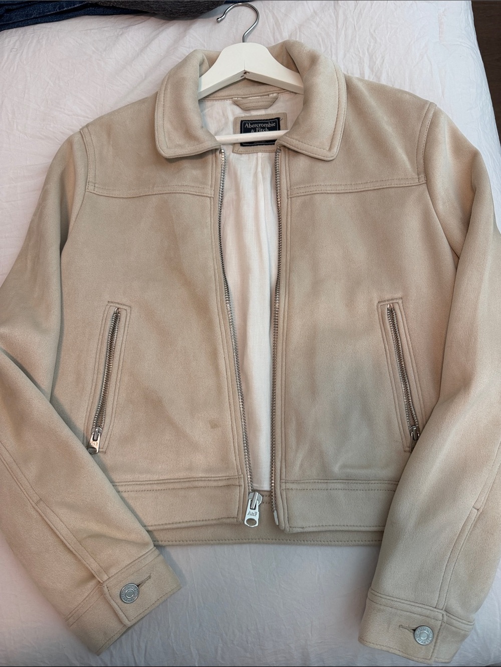Abercrombie & Fitch woman’s  Light Beige Suede Bomber Jacket